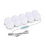 QYH Led Spiegelleuchte,Hollywood Stil 10 Dimmbar Schminklicht,Make Up Licht,Spiegellampe,Usb-Kabel Schminklampe für Schminktisch Beleuchtung