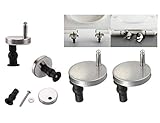 2 Stück Universal Befestigung für WC-Sitz von 6,3-6,7 cm Ø | Edelstahl Scharniere für Toilettendeckel mit Kleinteile | Klo-Deckel Befestigungsset inkl. Zubehör | Scharnier Schrauben Halterung G