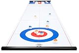 Engelhart - 2 in 1 Curling and Shuffleboard Table-Top Game - 180cm, Compact Curling Spiel und Reversible Paletten - 340500