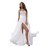 Dwevkeful Abendkleider Damen Elegant V-Ausschnitt A-Linie Spitzenkleid Chiffon Lang Cocktailkleider Abschlussballkleid Partykleid Maxikleider Hochzeitsk