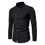 QWERD Herren Besticktes Hemd Slim Fit Freizeithemd Herren-Hemd Langarm Button Down Hemd Für Anzug, Business, Hochzeit, Freizeit Langarmhemd Männer Langarmshirts Slim Fit Stickereien Casual Dress S