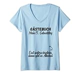 Damen Gästebuch 15. Geburtstag Geburtstagsdeko Teenager Teenie T-Shirt mit V