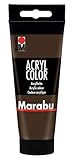 Marabu 12010050045 - Acryl Color dunkelbraun 100 ml, cremige Acrylfarbe auf Wasserbasis, schnell trocknend, lichtecht, wasserfest, zum Auftragen mit Pinsel und Schwamm auf Leinwand, Papier und H