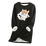 Sweatshirt Unterwäsche Damen Fleece Pullover Winter Warme Unterhemd Sweatshirt Plus Dicker Samt Langarmshirt Lamm Kaschmir Pulli Langarm Shirts Oversize Bedrucktes Oberteil Tops Sw