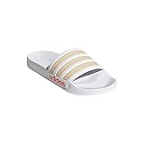 adidas Shower Adilette Badelatschen Slides (White/red, Numeric_40_Point_5)