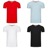 riverso Herren Basic T-Shirt 4er Pack RIVJonas Rundhals Tee Regular Kurzarm Einfarbig Organic Cotton Bio 100% Baumwolle S M L XL XXL 3XL 4XL 5XL, Größe:XL, Farbe:Farbmix 3