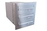 B-042 3er Edelstahl Mauerdurchwurf Briefkastenanlage mit Namenschild (Tiefe: 39-62 cm) - LETTERBOX24