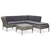 BJYX Gartenlounge Gartenmöbel 6-TLG. Poly Rattan Grau Lounge Sofa Gartenset Sitzgrupp