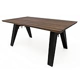 MÖBEL IDEAL Esstisch Industrial Design Eiche massiv Stahl SAM Balkeneiche 4cm massiv 180 x 100 cm Tisch Wildeiche Massivholz Antikbraun geö