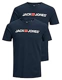 JACK & JONES Herren JJECORP Logo Tee SS Crew Neck, Navy Blazer/2-PACK W. Navy BLA, XXXL