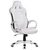 AMSTYLE Bürostuhl Weiß Gaming Chefsessel mit Armlehne gepolstert 110 kg Sport-Sitz Drehstuhl Kopfstütze Race Schreibtischstuhl Gamer Design Modern Drehsessel Racing