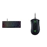 Razer Huntsman Mini (Purple Switch) - Kompakte 60% Gaming Tastatur mit Schaltern QWERTZ | DE-Layout, Schwarz & DeathAdder V2 - Kabelgebundene Gaming Maus Schw