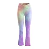 RMBLYfeiye Damen Tie Dye Schlaghose Bootcut Sporthose Yogahose High Waist Drucken Jazzpants Straight-Bein-Jogginghose Ausgestelltem Bein Yoga H