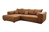 Cavadore Ecksofa Mavericco / XXL Eckcouch Inkl. Rückenkissen und Zierkissen / Longchair links / Industrial Style / 285 x 69 x 170 (BxHxT) / Mikrofaser Cog