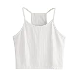 Basic Crop Tank Tops Ärmelloses Racerback Crop Sport Baumwoll Top für Damen einfarbiges Tank-Top Modefrauen Schulterfreies T-Shirt Einfarbiges Tank-Top M