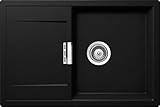 SCHOCK hochwertige Küchenspüle 76,5 x 51 cm Mono D-100 Puro - CRISTADUR schwarze Spüle mit Abtropffläche ab 50 cm Unterschrank-B