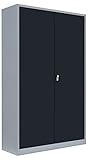 Flügeltürenschrank kompl. montiert und verschweißt Metall Stahlblech Lagerschrank Aktenschrank Büroschrank Werkzeugschrank anthrazit 4 Fachböden/5 Ordnerhöhen 195 x 120 x 42 cm / 530378
