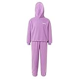 inlzdz Kinder Fleece Sportanzug Hoodie Langarmshirt Sporthose Freizeithose Baumwolle Trainingsanzug Jogginganzug Sweatshirt Basic T-Shirt mit Kapuze Sweatpants Violett 110-116