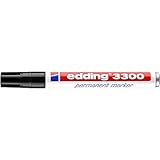 edding 3300 Permanentmarker - schwarz - 1 Stift - Keil-Spitze 1-5 mm - schnell trocknender Permanent Marker - wasserfest, wischfest - für Karton, Kunststoff, Holz, Metall - Universalmark