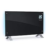 Klarstein Bornholm Curved Ambient Konvektionsheizgerät, Elektroheizung, Heizgerät mit 1000 oder 2000 W, 5-45°C, LED-Display, Konvektor Heizung, Timer, elektroheizkörper mit Fernbedienung, schw