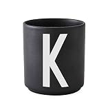 Design Letters Personalisierte Porzellantassen Schwarz K | Kaffeetassen in Porzellan mit Buchstabe Erhältlich von A-Z | Dekorative Kaffeetassen mit Spruch | Personalisierte Geschenk