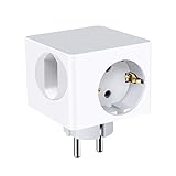 Steckdosenadapter, Altopbum Mehrfachsteckdose 4-Fach Steckdosen (Max.3680W) 4 in 1 Schuko Steckdose Steckdosenwürfel Tragbare Mehrfachstecker (3 Eurosteckdose und 1 Schuko) für Büro, Hause, R
