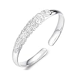 Canarea Armband für Damen, Sterling Silber 925 vergoldet, Retro Skulptur Stil Mode Öffnen Armreif für Mädchen F
