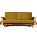 konsimo.Gustavo Sofa mit Schlaffunktion – Komfortabel und Praktisch Schlafcouch mit Bettkassen – Tagesbett 220 cm - Couch 4 Sitzer für Wohnzimmer, Jugendzimmer – Gelb