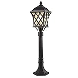 Serin-Eletro Wegeleuchten Aussen Gitter-Design, Gartenlampe Außen Standleuchte Outdoor Wasserdichte Pollerleuchte Aussen IP44 Alu-guss Rasen Hof Park Wegbeleuchtung,Glasschirm H110CM