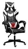 Sessel Bürostuhl E-Sports Chair Ergonomisch High Back Racing Style Gaming Stuhl Schreibtisch Computerstuhl Multifunktionale Massagestuhl (Color : Black White)