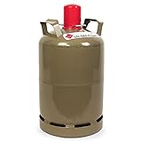 CAGO Camping Gas-Flasche (Leer) - Befüllbarer 11kg Gas-Behälter mit Gasregler-Schlüssel mit Magnet für Gas-Grill, Gas-Kocher, Wohnwagen, Heizung