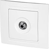 UP Antennendose 1-Loch SAT End (F-Stecker) - All-in-One - Rahmen + Unterputz-Einsatz + Abdeckung (Serie M1 reinweiß)