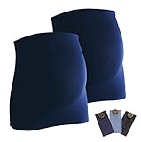 Mamaband Schwangerschaft Bauchband für die Babykugel im Doppelpack + 3erPack Jeanserweiterung – Rückenwärmer und Shirtverlängerung für Schwangere – Elastische Umstandsmode Dunkelblau 38-42