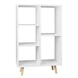 WOLTU SK011ws Bücherregal Bücherschrank Standregal Lageregal Aufbewahrungregal Büroregal aus MDF Holz mit 5 Fächern Weiß