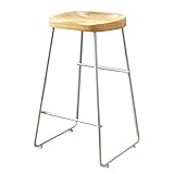 JYDQM Stühle,Barhocker Höhe Barhocker Counter Höhe Barhocker-Rückenlose Holz Barhocker Home Küche Industrieller Hocker Mit Metall Eisen Fußstütze,Weiß,65C