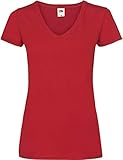 Lady-Fit Valueweight V-Neck T-Shirt von Fruit of the Loom Rot XXL