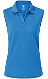 MoFiz Poloshirt Ärmellos Damen Golf Polo Sommershirts Atmungsaktiv Sport Top mit Kragen Meeresblau L