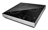 CASO Master P3 Plus Induktionskochplatte mit 3 Felder mobil, Kindersicherung, Timer, 60-240°C, Töpfe bis 24cm, 3500 W, Edelstahl-Rahmen, Glaskeramik