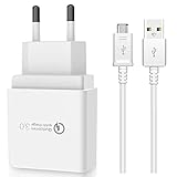 Ladegerät für Samsung Schnelladegerät Netzteil langes Micro USB Schnellladekabel 1.5M für Samsung Galaxy S7 S7 Edge A10 A10s A10e A6 A6+ 2018 S6 S5 S4 Xcover 4 3 2 J4+ J6+ A3 A5 A7 J3 J5 J7 Tab