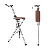 XXGJK Faltbar Gehstock Dreifuß, Gehstock Mit Sitz, Dreibeiniger Sitzstock Spazierstock, 3 Beine, belastbar bis 100kg, Robustes und leichtes Aluminium,