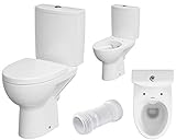 VBChome WC Toilette Stand Spülrandlos Keramik Komplett Set mit Spülkasten WC Sitz aus Duroplast mit Absenkautomatik SoftClose Funktion für waagerechten Abgang Ab