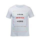 Herren Custom T-Shirt für Männer Bild-Foto-Text-Logo auf weichen Baumwollhemden für personalisiertes Design hinzufügen White-XL