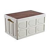 Cowslip 30L Faltbare Aufbewahrungsbox Mit Holzdeckel Verdickte Outdoor-Klappbox, Multifunktionales Ausflugsauto Mit Doppelter Aufbewahrungsbox