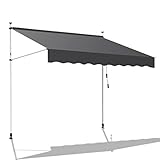 Jiubiaz Klemmmarkise Gelenkarmmarkise Ohne Bohren, Markise Sonnenschutz aus Polyester UV-Beständig und Höhenverstellbar, Balkonmarkise, Terrassenüberdachung (300 x 120 cm, Grau)