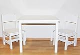 Kindersitzgruppe Kindertisch Kinderstuhl Kindermöbel-Set Sitzgarnitur Schreibtisch Hocker SEHR STABIL (White)