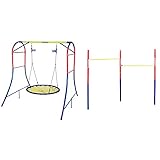 HUDORA 64023 Nestschaukel Schaukel-Gestell aus metall-Gartenschaukel-64023, 120 cm 64000 Doppel Turn-Reck Fabian - Garten Reck - 64002