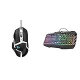 Logitech G502 Hero Gaming-Maus Special Edition mit Hero 25K DPI Sensor + Trust Gaming Gaming Halbmechanische LED Gaming Tastatur GXT 881 Odyss - Beleuchtete T