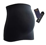 Mamaband Schwangerschafts Set Bauchband & Hosenbunderweiterung – Shirtverlängerung & elastische Hosen- und Jeanserweiterung für Schwangere in Schwarz & Jeans-Optik Größe L
