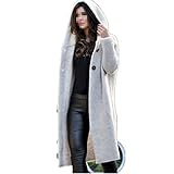 KXZD Damen Lang Strickjacke Oversize Langarm Sweater Cardigan Casual Herbst Outerwear Grobstrick Cardigan Frühling Herbst Einfarbig Strickmantel Strickpullover Damen Mittellanger Mantel Top