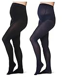 Noppies Damen Umstandsmode perfekte Umstandsstrumpfhose Sitz Strumpfhose 60 Denier (L/XL, 2 Pack (schwarz&darkblue))